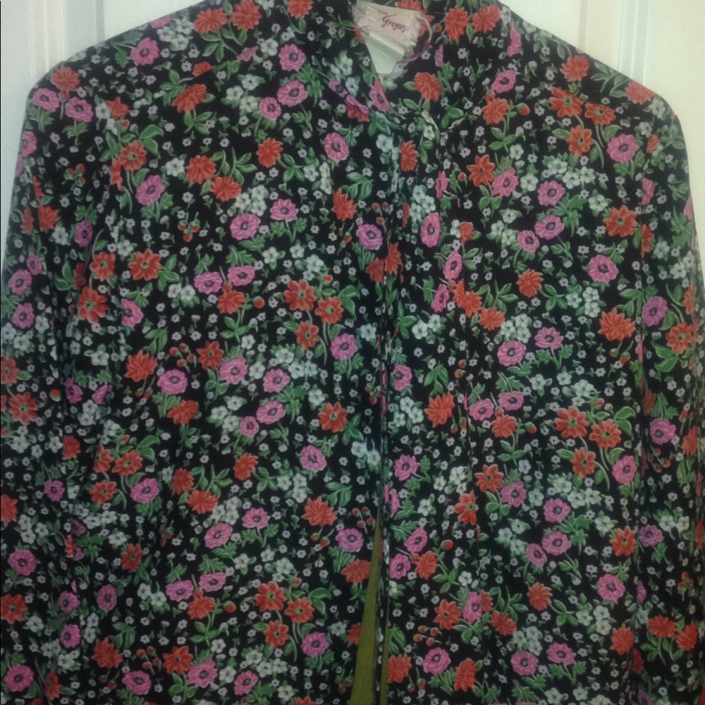 Vintage floral tie neck top